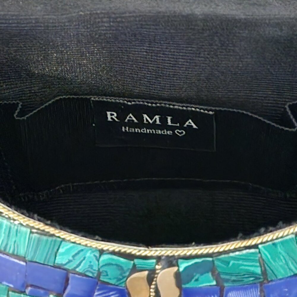 RAMLA Moroccan Mosaic Bag- Blue, Green, & Gold - Picture 10 of 10